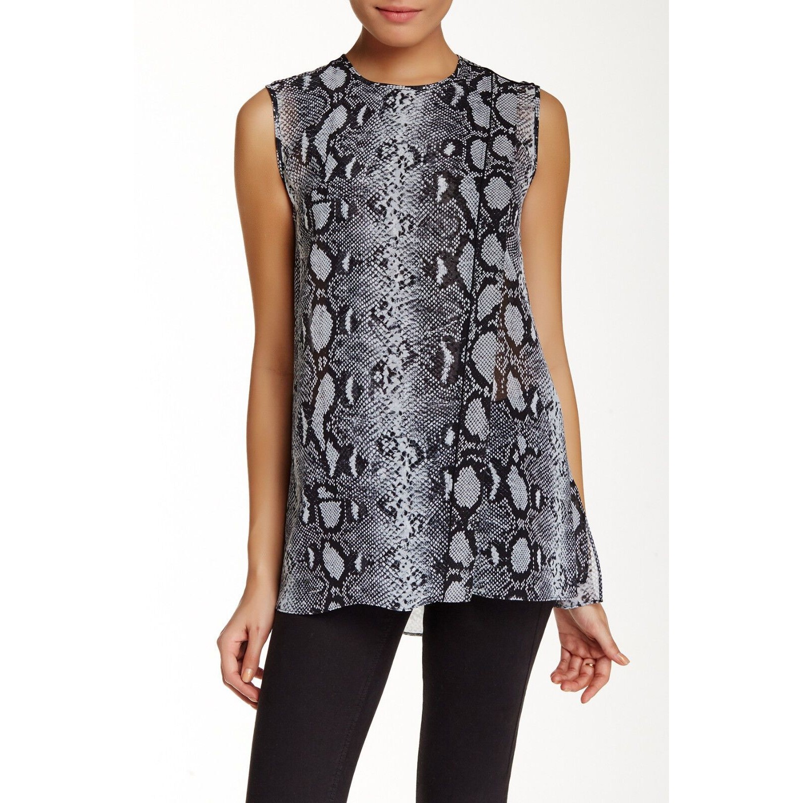 Nwt $890 Silk Designer Proenza Schouler Blouse Top 6 Womens New Black White Pyth